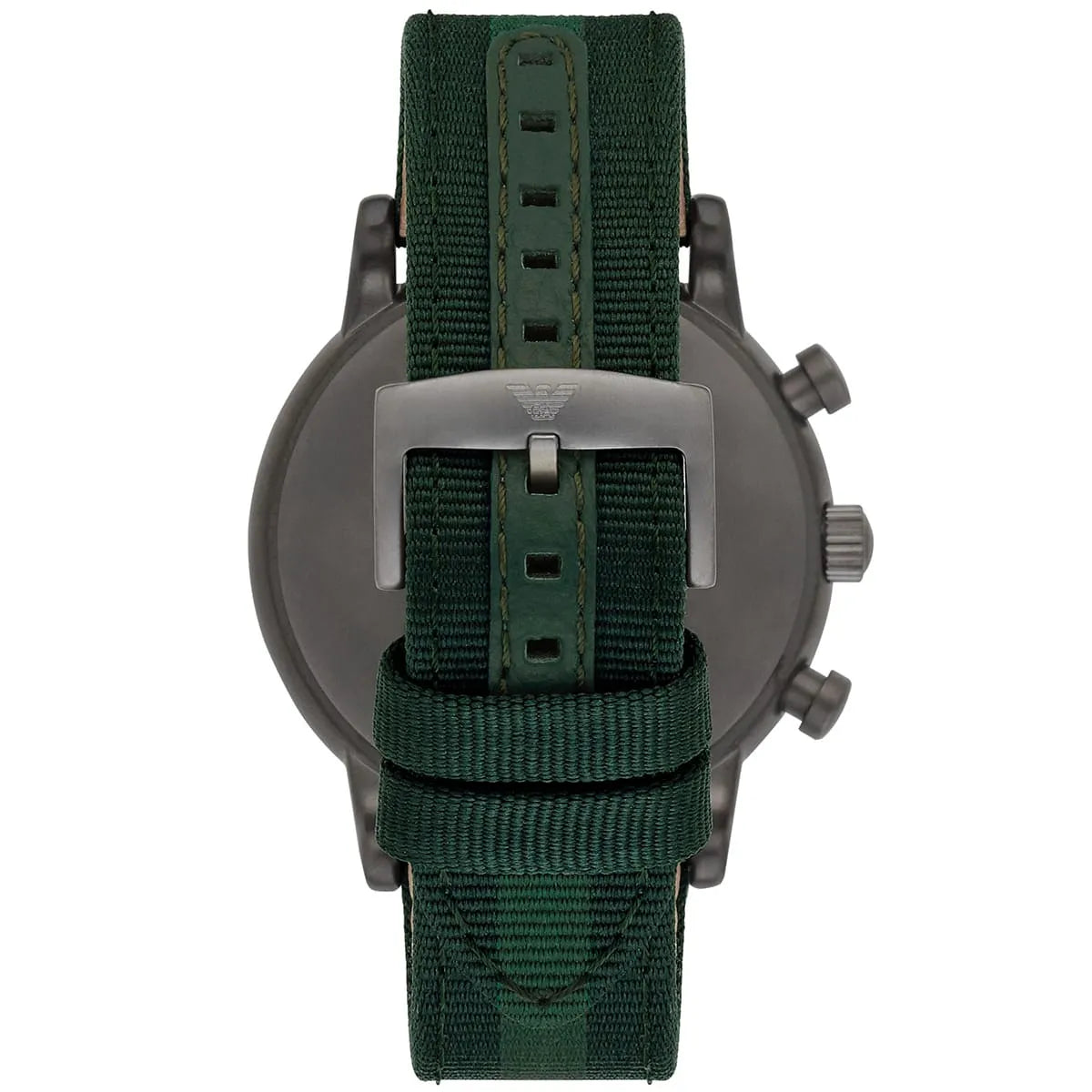 Emporio Armani Luigi XLarge Chronograph Green Dial Green Fabric Strap Watch for Men - AR1950