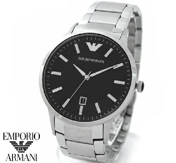 Shop Authentic Emporio Armani Sportivo Black Dial Silver Stainless Steel Watch For Men - AR2457 - Luxxuri