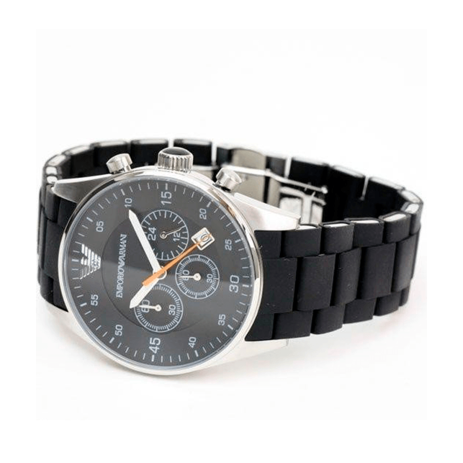 Shop Authentic Emporio Armani Sportivo Chronograph Black Dial Black Strap Watch For Men - AR5858 - Luxxuri