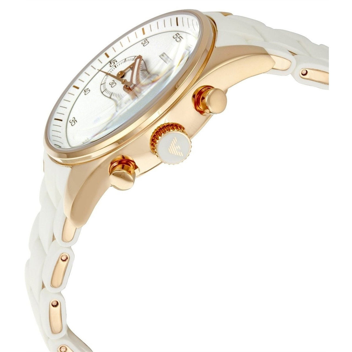 Shop Authentic Emporio Armani Sportivo Silver Dial White Silicone Strap Watch For Women - AR5920 - Luxxuri