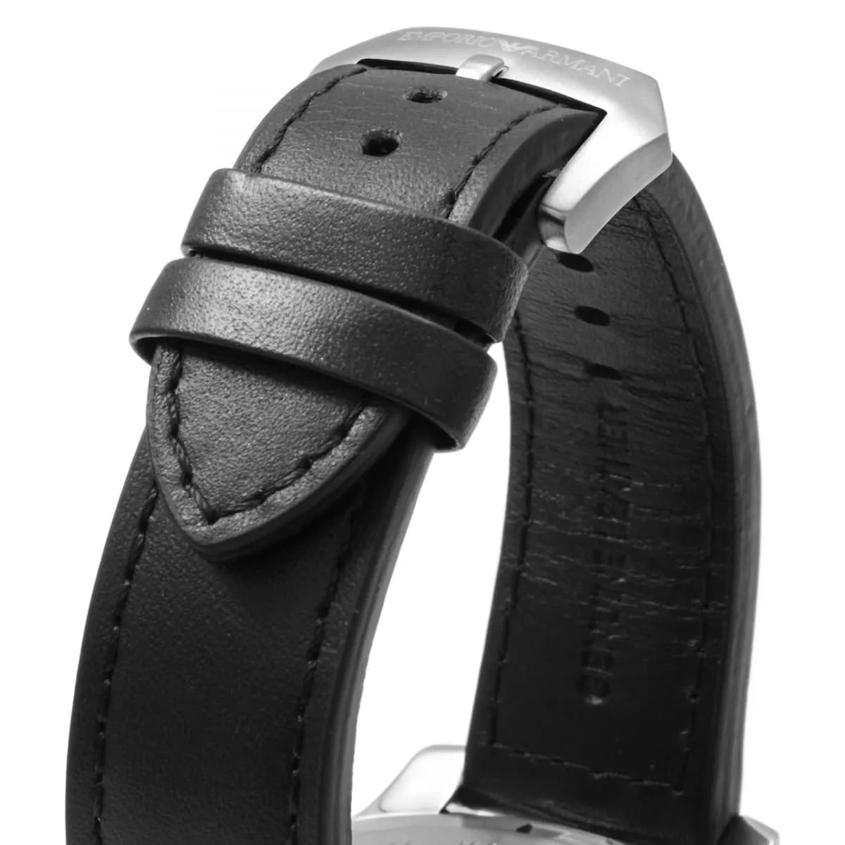 Shop Authentic Emporio Armani Sportivo Chronograph Silver Dial Black Leather Strap Watch For Men - AR6054 - Luxxuri