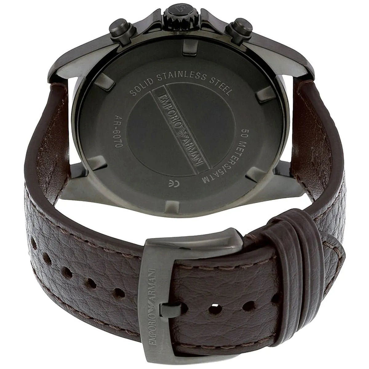 Shop Authentic Emporio Armani Sportivo Chronograph Silver Dial Brown Leather Strap Watch For Men - AR6076 - Luxxuri