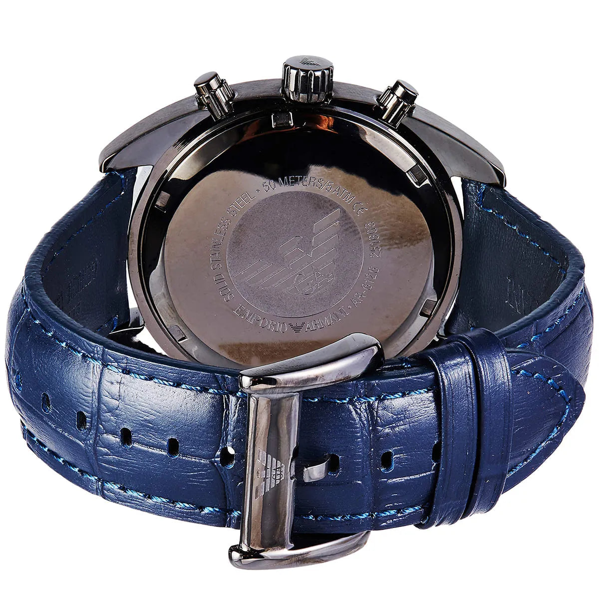 Shop Authentic Emporio Armani Sportivo Chronograph Blue Dial Blue Leather Strap Watch For Men - AR6126 - Luxxuri