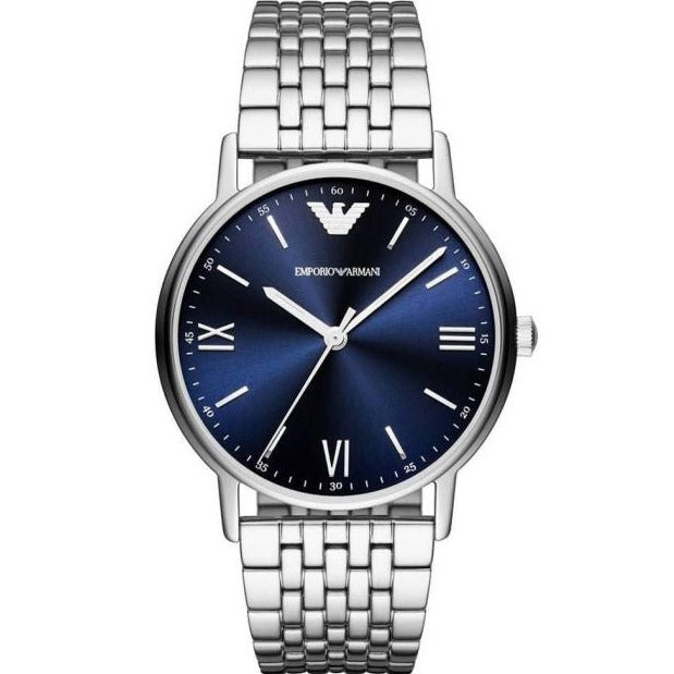 Shop Authentic Emporio Armani Kappa Quartz Blue Dial Silver Steel Strap Watch For Men - AR80010 - Luxxuri