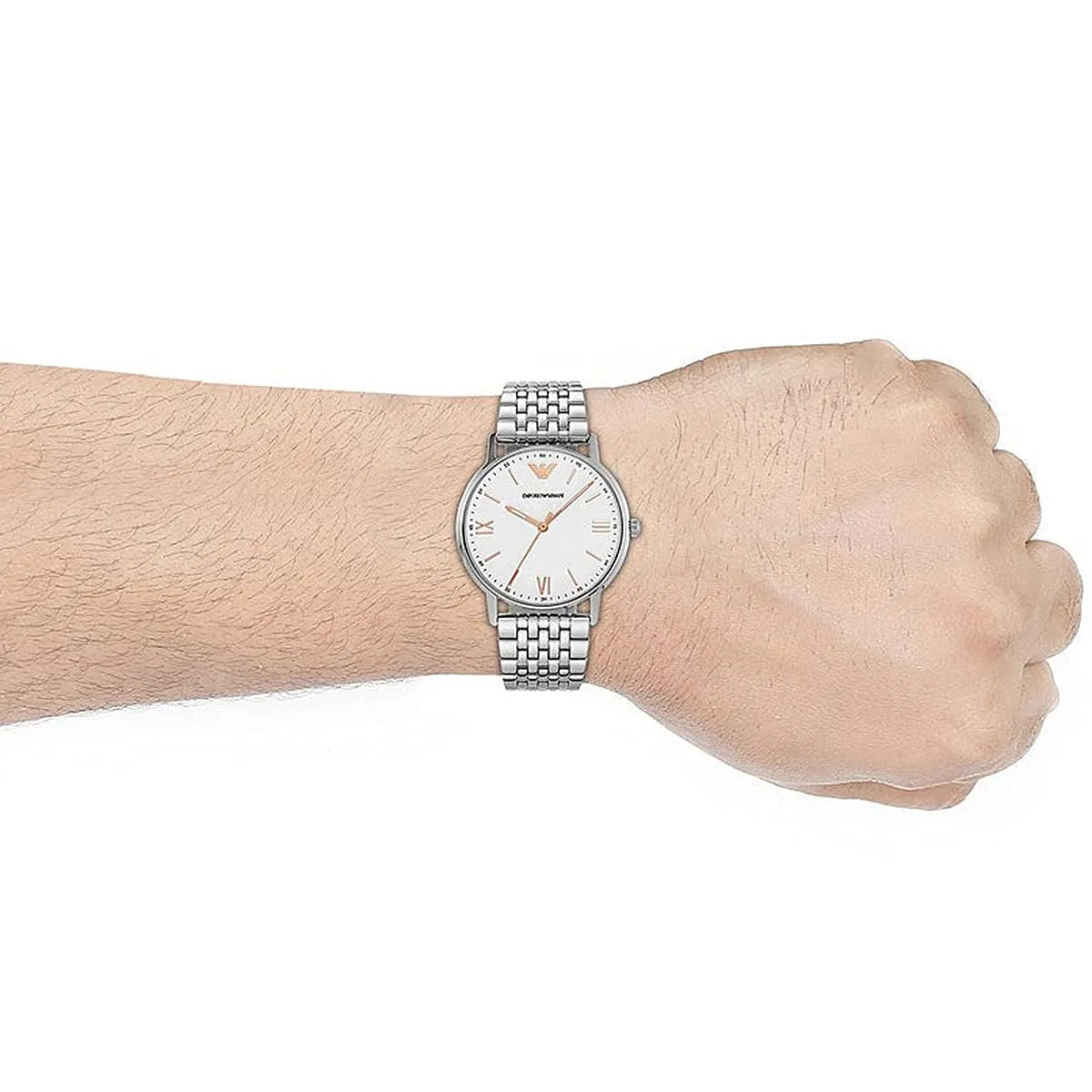 Shop Authentic Emporio Armani Kappa Quartz White Dial Silver Steel Strap Watch For Men - AR80014 - Luxxuri