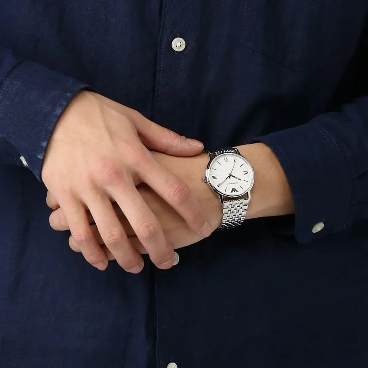 Shop Authentic Emporio Armani Kappa Quartz White Dial Silver Steel Strap Watch For Men - AR80014 - Luxxuri