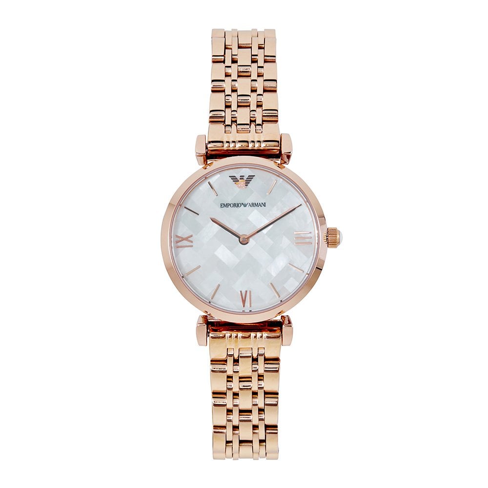 Shop Authentic Emporio Armani Mother of Pearl Dial Rose Gold Steel Strap Watch For Women - AR11110 - Luxxuri
