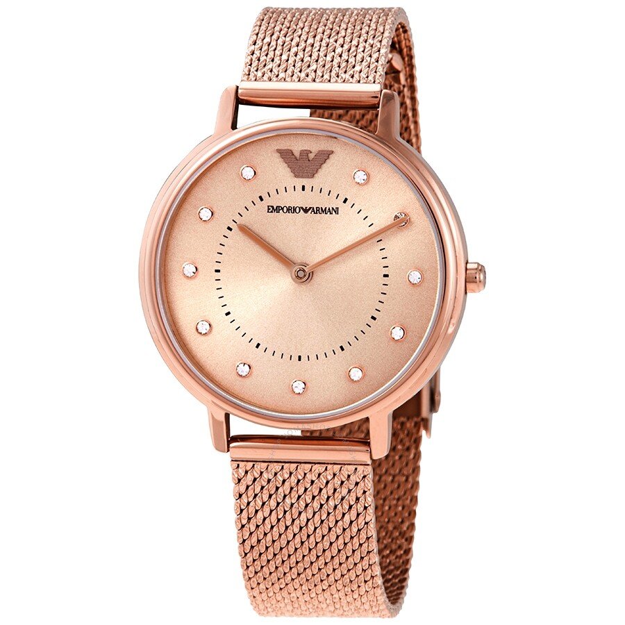 Shop Authentic Emporio Armani Kappa Pink Dial Pink Mesh Bracelet Watch For Women - AR11129 - Luxxuri