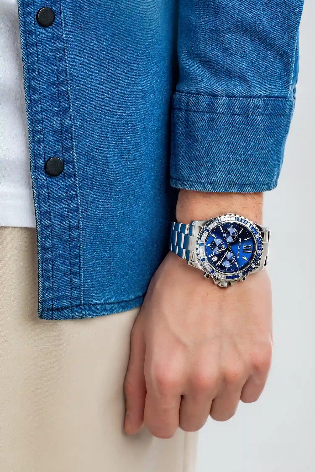 Shop Authentic Michael Kors Everest Chronograph Blue Dial Silver Steel Strap Watch For Women - MK7237 - Luxxuri