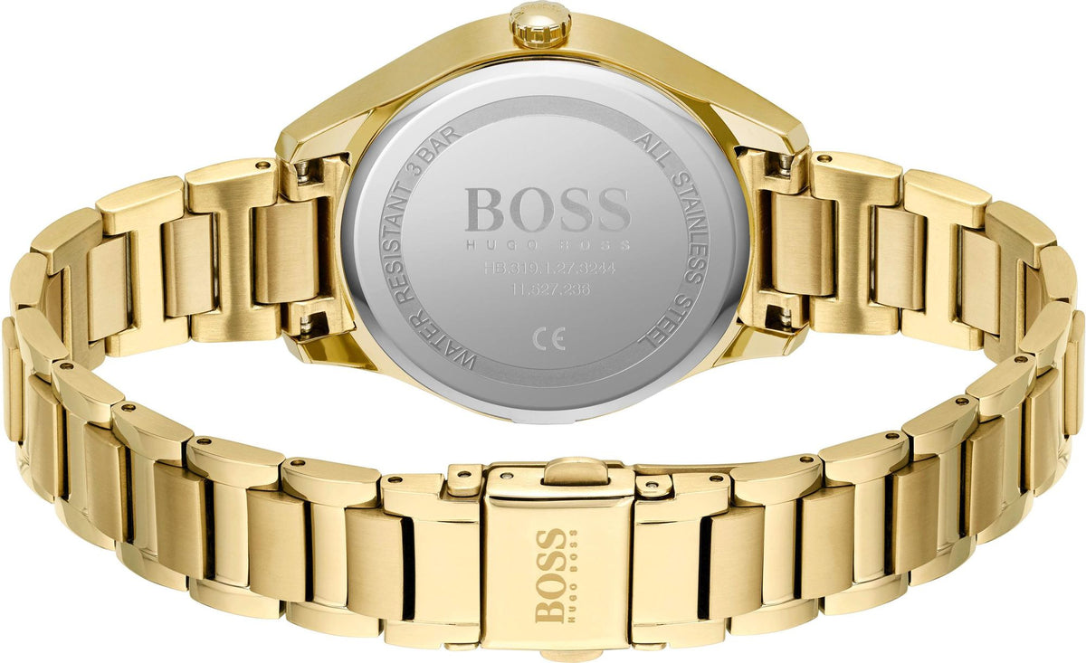 Shop Authentic Hugo Boss Grand Course Gold Dial Gold Steel Strap Watch for Women - 1502584 - Luxxuri