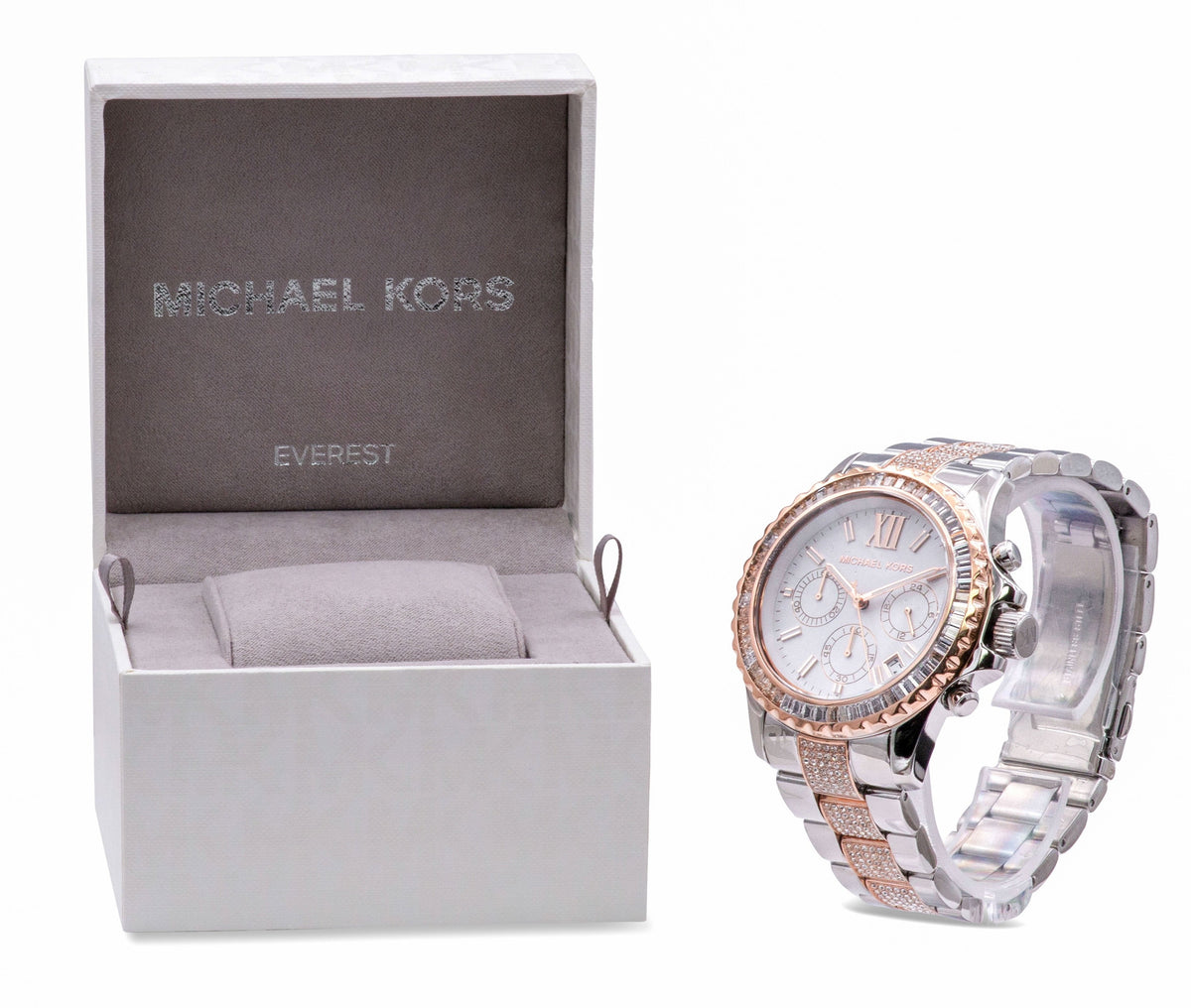 Shop Authentic Michael Kors Everest Chronograph Silver Dial Two Tone Steel Strap Watch For Women - MK6975 - Luxxuri