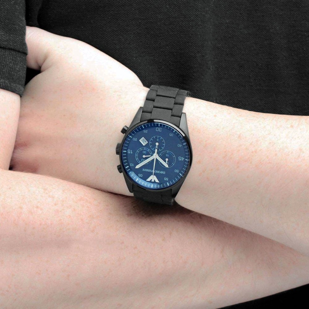 Shop Authentic Emporio Armani Sportivo Chronograph Blue Dial Black Strap Watch For Men - AR5921 - Luxxuri