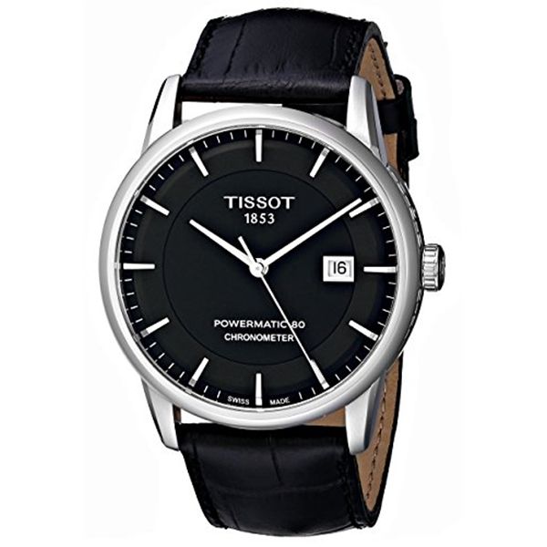 Shop Authentic Tissot T Classic Luxury Powermatic 80 Black Dial Black Leather Strap Watch For Men - T086.408.16.051.00 - Luxxuri