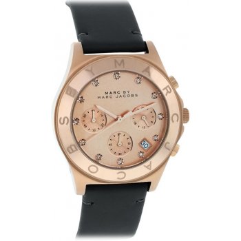 Shop Authentic Marc Jacobs Blade Chronograph Rose Gold Dial Black Leather Strap Watch for Women - MBM1188 - Luxxuri