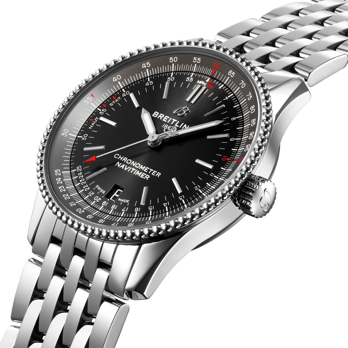 Breitling Navitimer Automatic 38mm Black Dial Stainless Steel Mens Watch - A17325241B1A1