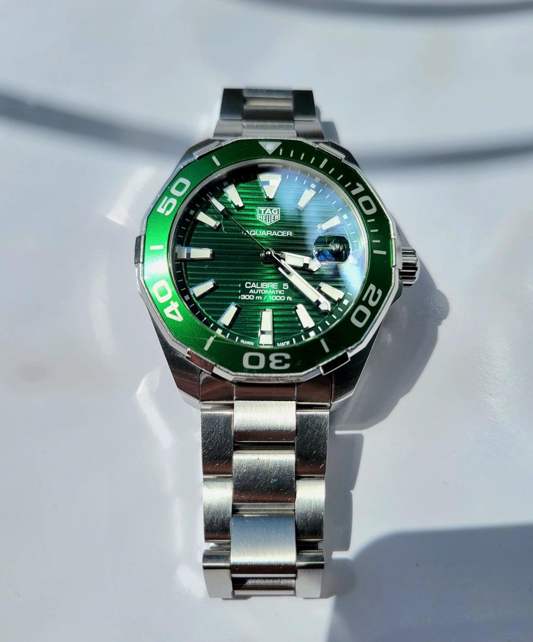 Shop Authentic Tag Heuer Aquaracer Green Dial Watch for Men - WAY201S.BA0927 - Luxxuri