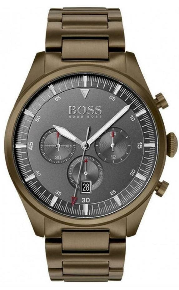 Shop Authentic Hugo Boss Pioneer Quartz Gray Dial Brown Steel Strap Watch for Men - 1513715 - Luxxuri