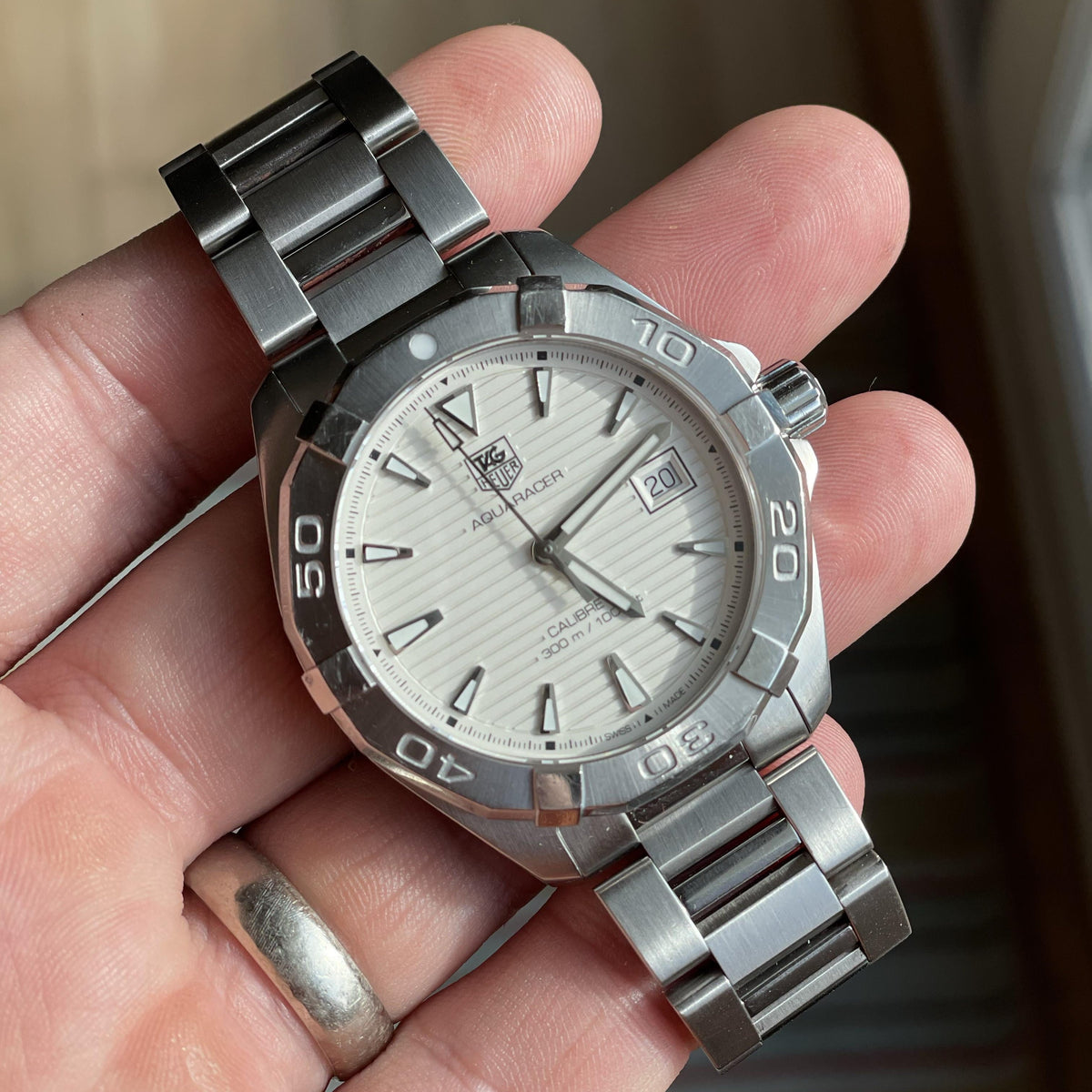Shop Authentic Tag Heuer Aquaracer White Dial Watch for Men - WAY2111.BA0928 - Luxxuri