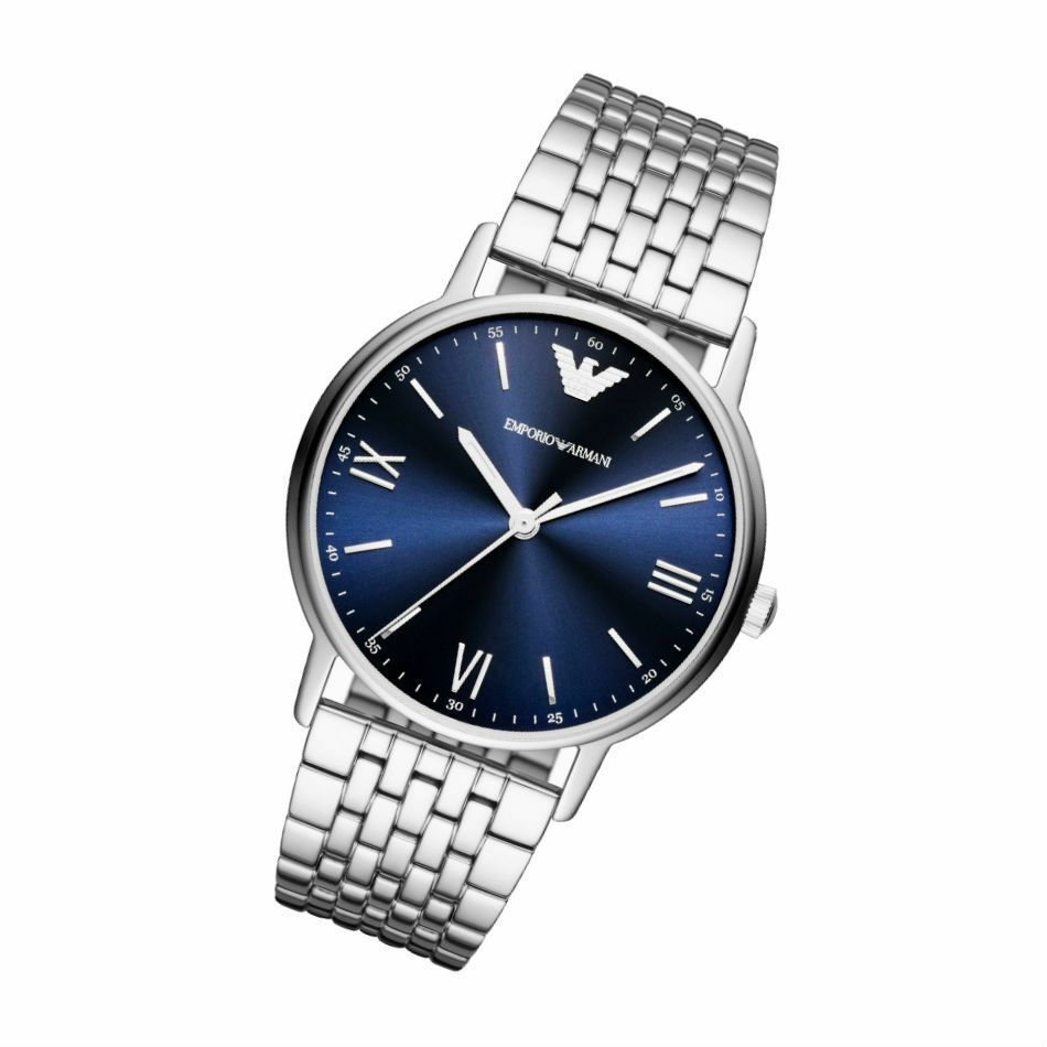 Shop Authentic Emporio Armani Kappa Quartz Blue Dial Silver Steel Strap Watch For Men - AR80010 - Luxxuri
