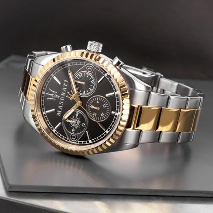 Shop Authentic Maserati Competizione Chronograph Black Dial Two Tone Steel Strap Watch For Men - R8853100016 - Luxxuri