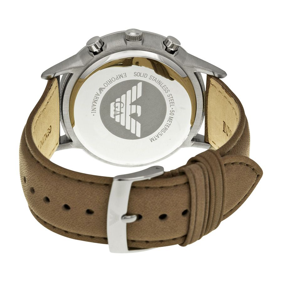 Shop Authentic Emporio Armani Classic Chronograph Silver Dial Brown Leather Strap Watch For Men - AR2471 - Luxxuri