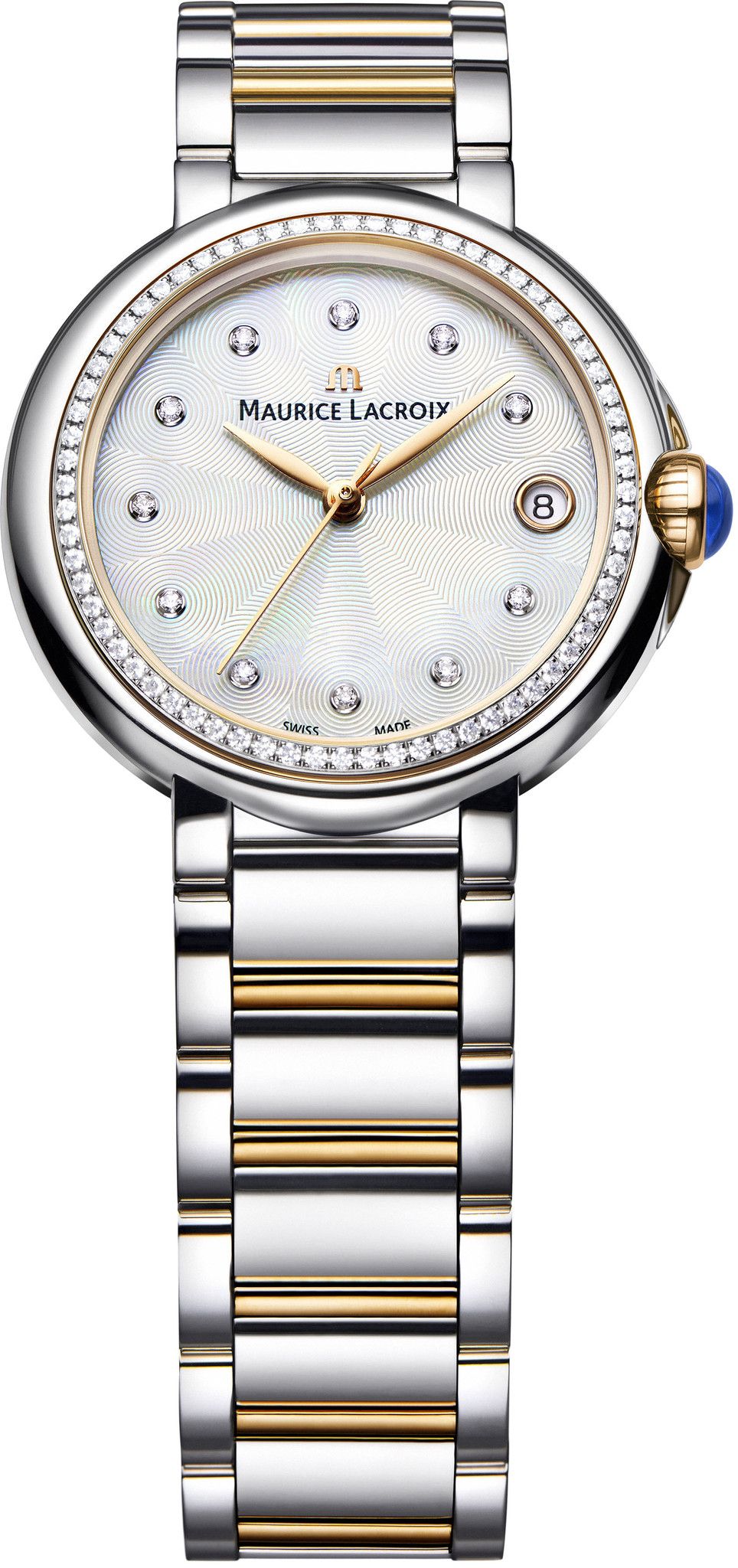 Shop Authentic Maurice Lacroix Fiaba Date Diamonds White Mother of Pearl Dial Two Tone Steel Strap Watch for Women - FA1007-PVP23-170-1 - Luxxuri