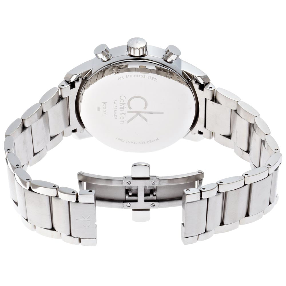 Shop Authentic Calvin Klein City Chronograph Black Dial Silver Steel Strap Watch for Men - K2G27143 - Luxxuri