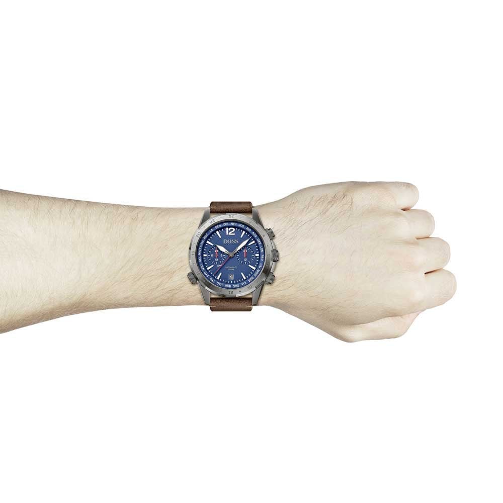 Shop Authentic Hugo Boss Nomad Blue Dial Brown Leather Strap Watch for Men - 1513773 - Luxxuri