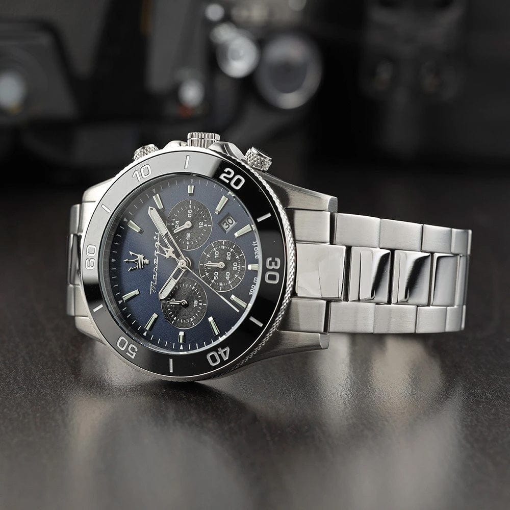 Shop Authentic Maserati Competizione Chronograph Blue Dial Silver Steel Strap Watch For Men - R8873600009 - Luxxuri