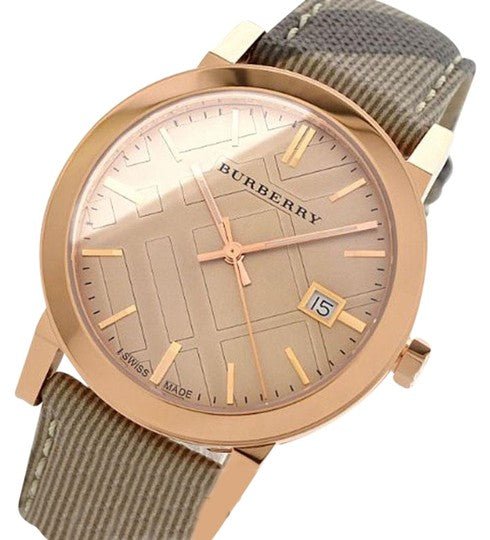 Shop Authentic Burberry The City Rose Gold Dial Brown Leather Strap Watch for Women - BU9040 - Luxxuri