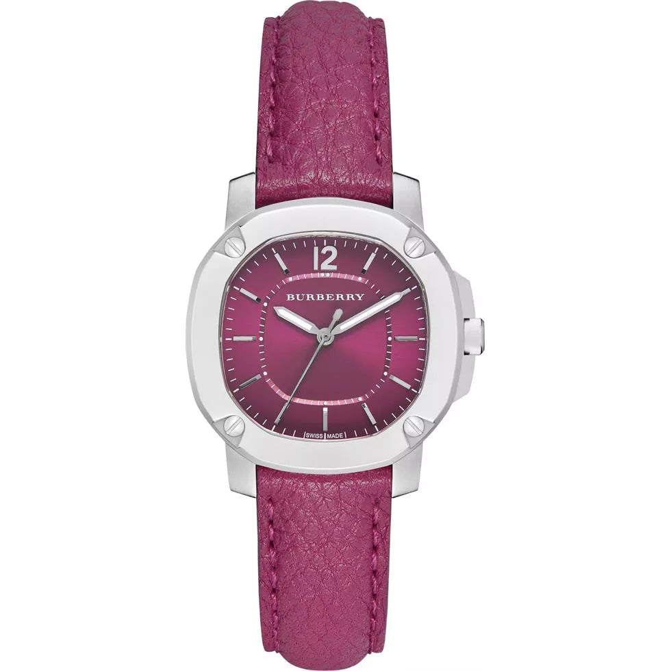 Shop Authentic Burberry The Britain Pink Dial Pink Leather Strap Watch for Women - BBY1715 - Luxxuri