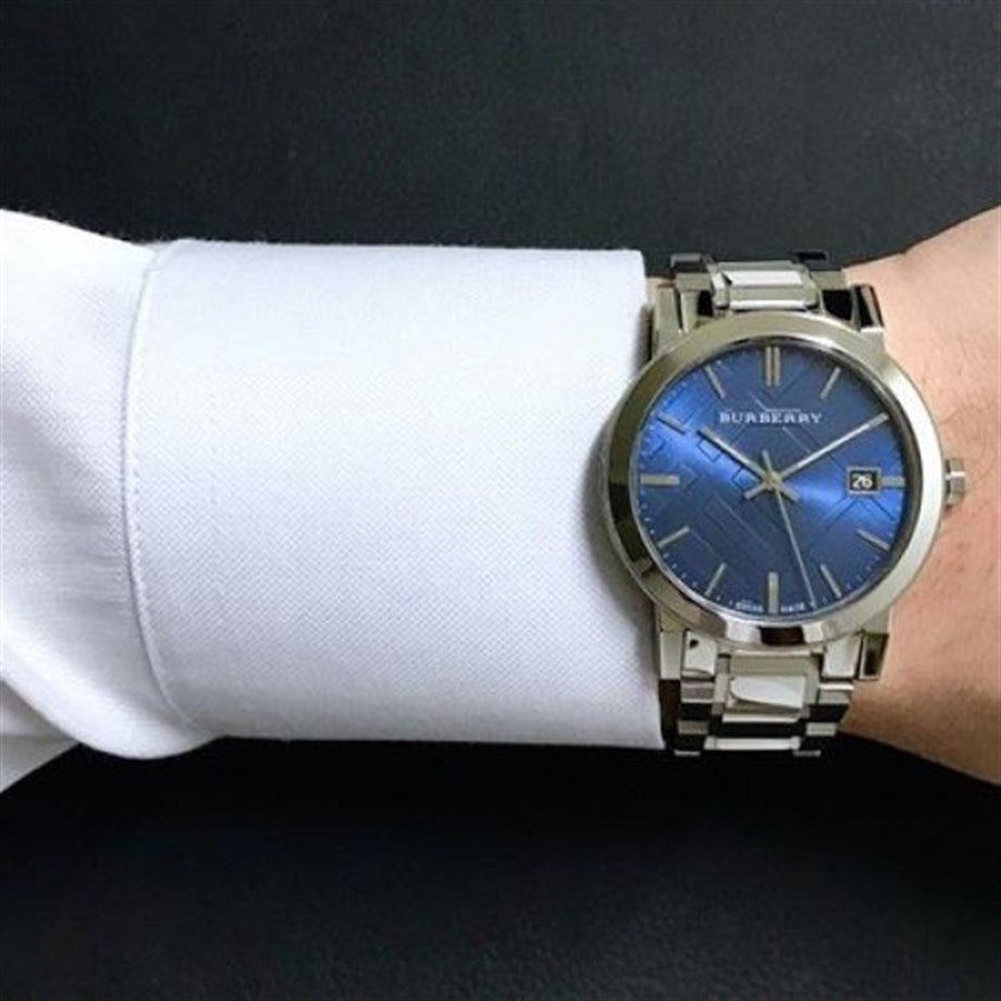 Shop Authentic Burberry The City Blue Dial Silver Steel Strap Watch for Men - BU9031 - Luxxuri