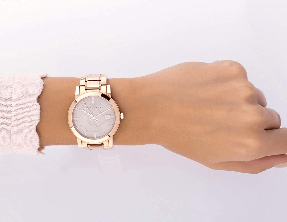 Shop Authentic Burberry The City Rose Gold Dial Rose Gold Steel Strap Watch for Women - BU9703 - Luxxuri