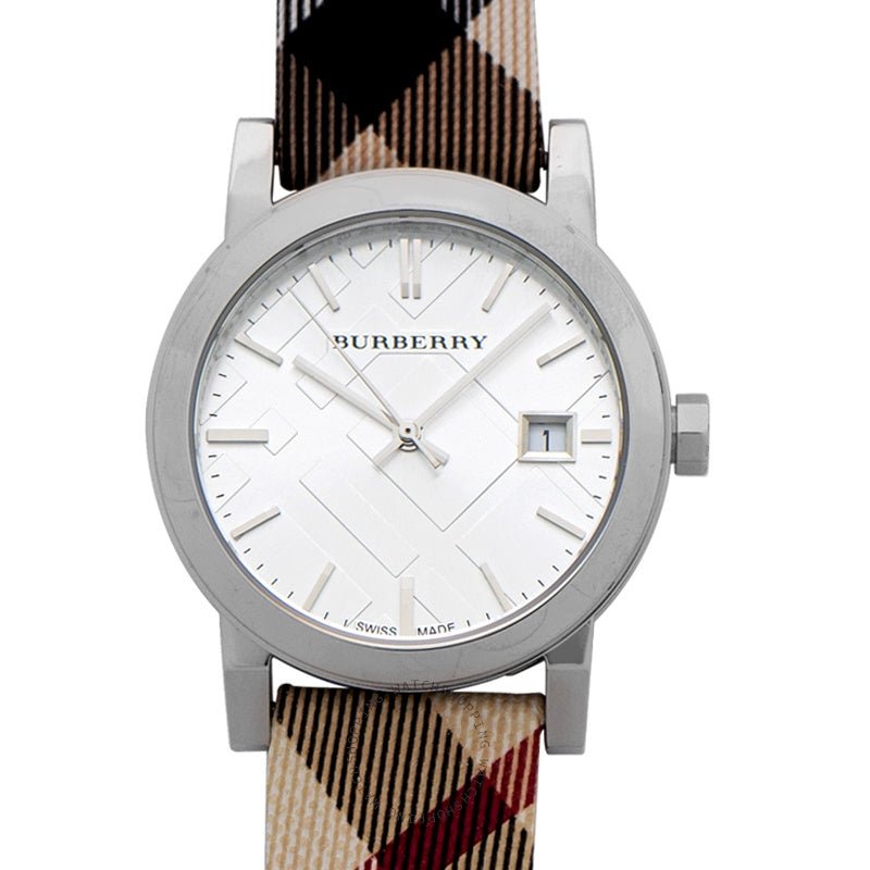 Shop Authentic Burberry The City White Dial Brown Leather Strap Watch for Women - BU9113 - Luxxuri