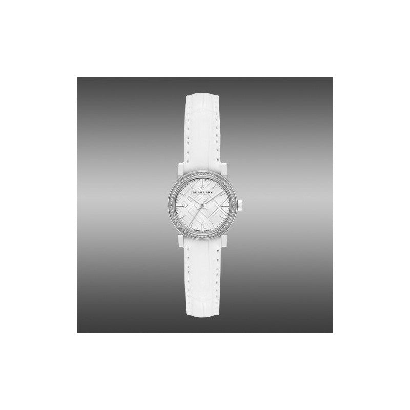 Shop Authentic Burberry The City White Diamonds Dial White Leather Strap Watch for Women - BU9221 - Luxxuri