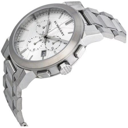 Shop Authentic Burberry The City Chronograph Silver Dial Silver Steel Strap Watch for Men - BU9350 - Luxxuri