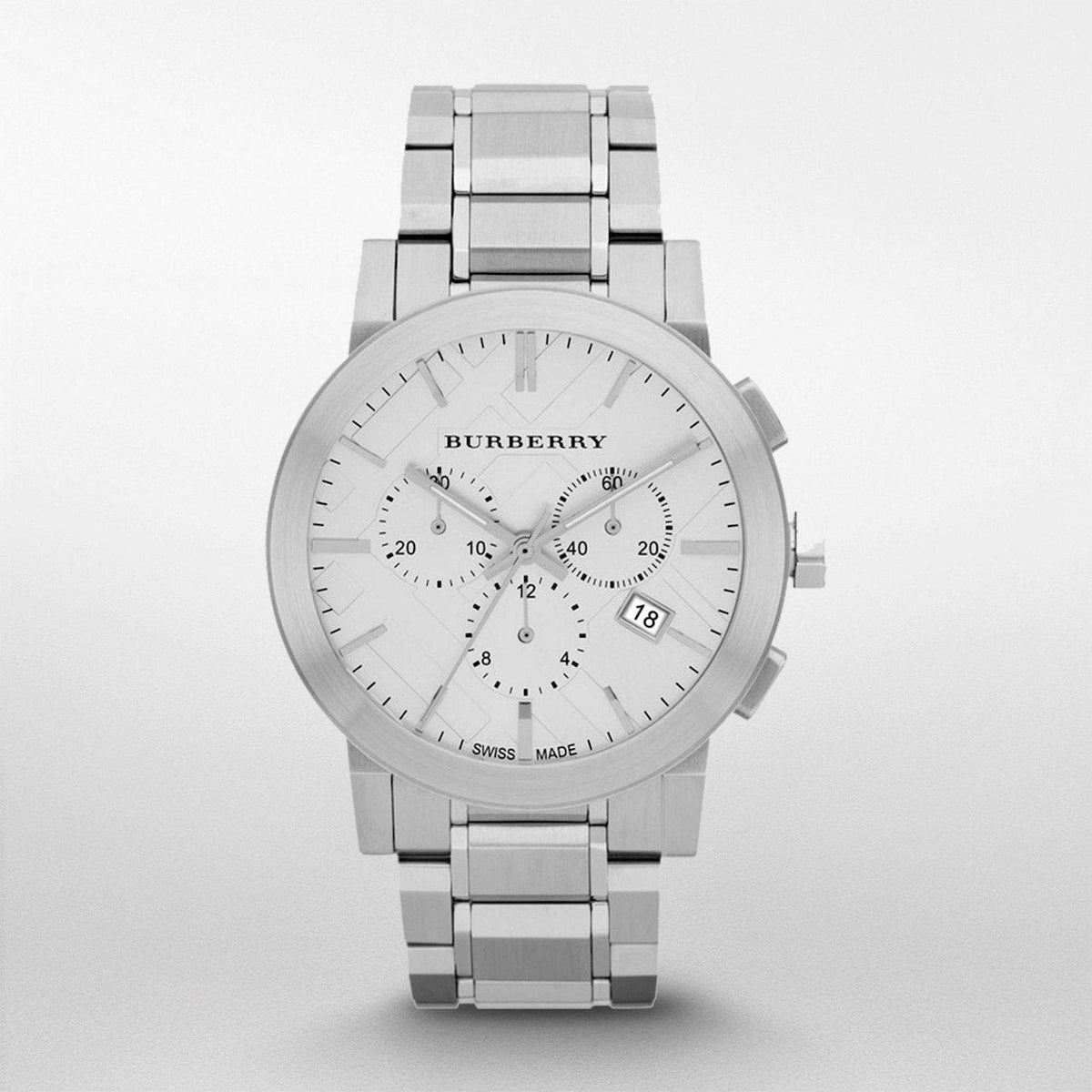 Shop Authentic Burberry The City Chronograph Silver Dial Silver Steel Strap Watch for Men - BU9350 - Luxxuri