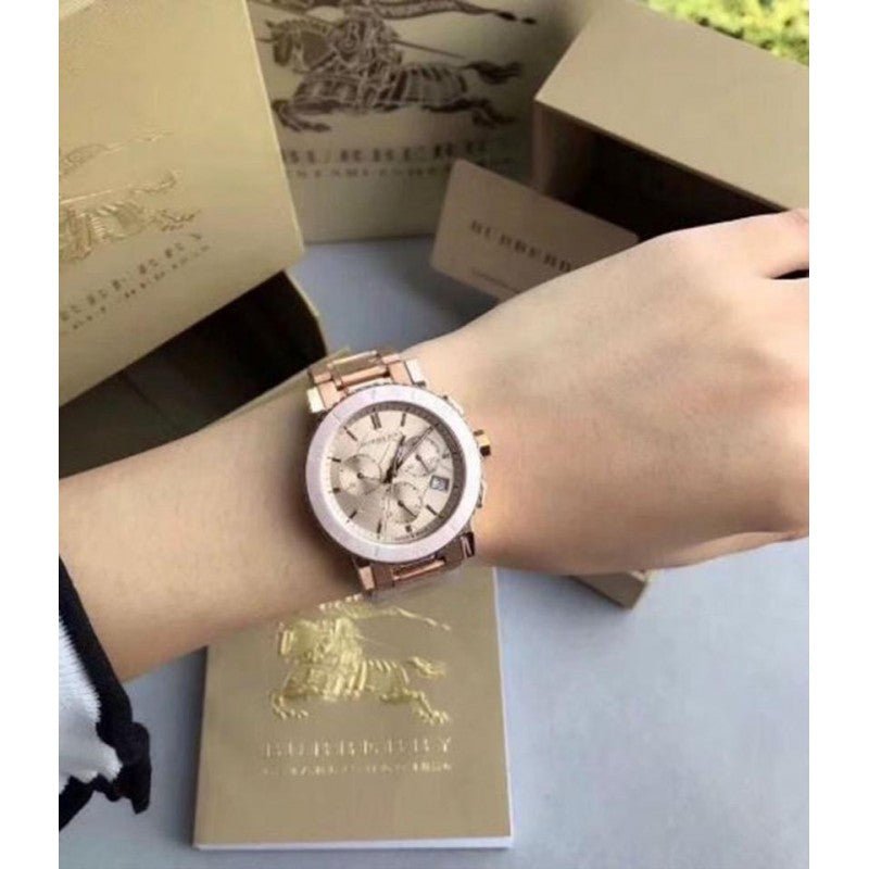 Shop Authentic Burberry The City Rose Gold Dial Rose Gold Steel Strap Watch for Women - BU9703 - Luxxuri
