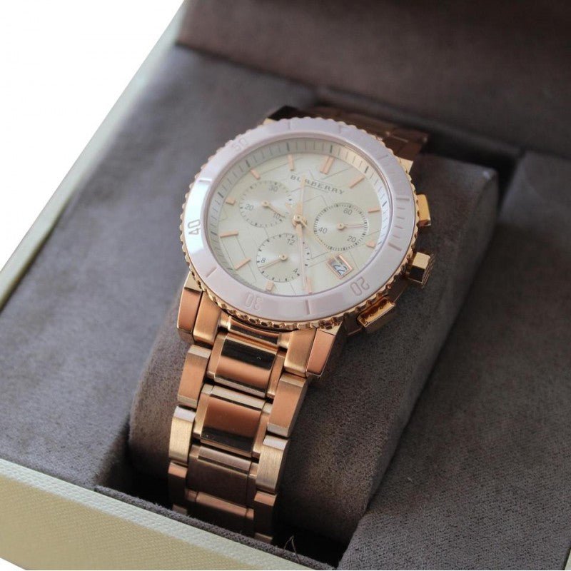Shop Authentic Burberry The City Rose Gold Dial Rose Gold Steel Strap Watch for Women - BU9703 - Luxxuri