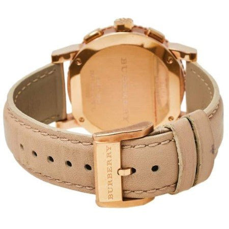 Shop Authentic Burberry Chronograph Rose Gold Dial Beige Leather Strap Watch for Women - BU9704 - Luxxuri