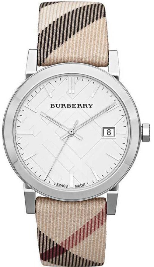 Shop Authentic Burberry The City White Dial Brown Leather Strap Watch for Women - BU9113 - Luxxuri