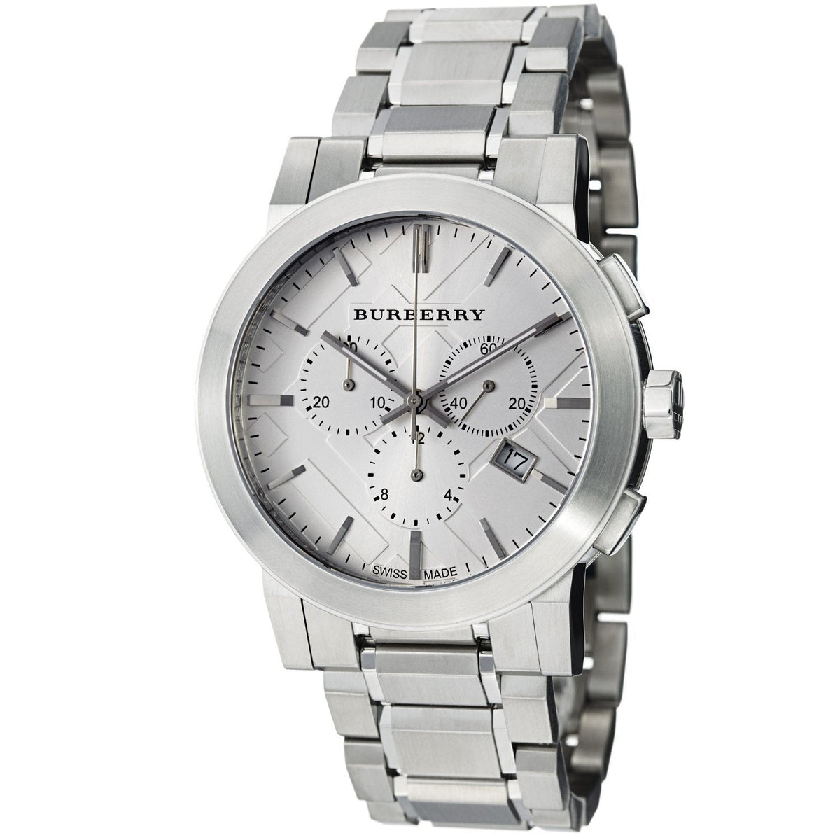 Shop Authentic Burberry The City Chronograph Silver Dial Silver Steel Strap Watch for Men - BU9350 - Luxxuri