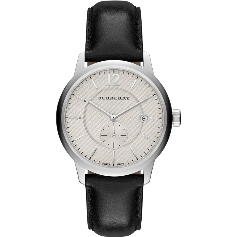 Shop Authentic Burberry The Classic Horseferry Beige Dial Black Leather Strap Watch for Men - BU10000 - Luxxuri