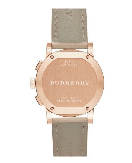 Shop Authentic Burberry Chronograph Rose Gold Dial Beige Leather Strap Watch for Women - BU9704 - Luxxuri