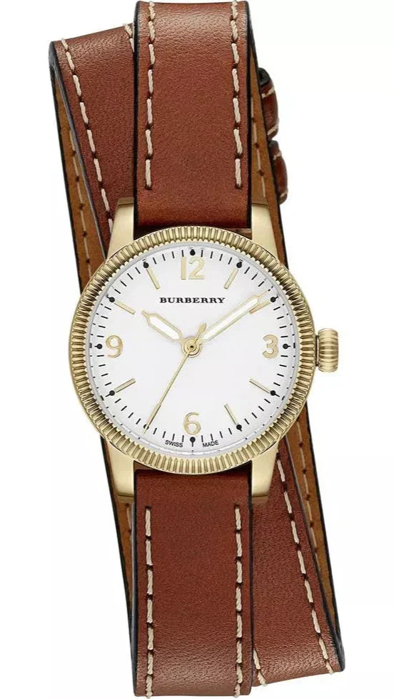 Shop Authentic Burberry Utilitarian White Dial Brown Leather Strap Watch for Women - BU7850 - Luxxuri