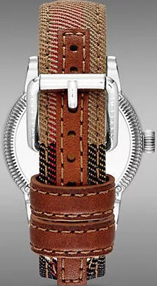 Shop Authentic Burberry Utilitarian White Dial Multicolor Leather Strap Watch for Women - BU7824 - Luxxuri