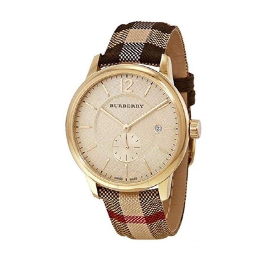 Shop Authentic Burberry The Classic Round Gold Dial Brown Leather Strap Unisex Watch - BU10001 - Luxxuri