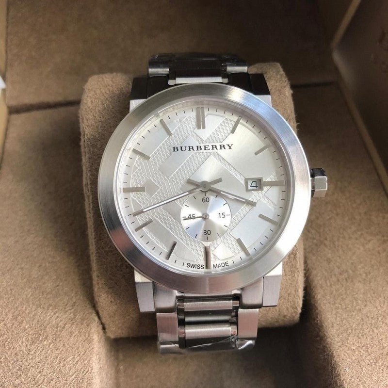 Shop Authentic Burberry The City Silver Dial Silver Steel Strap Watch for Men - BU9900 - Luxxuri