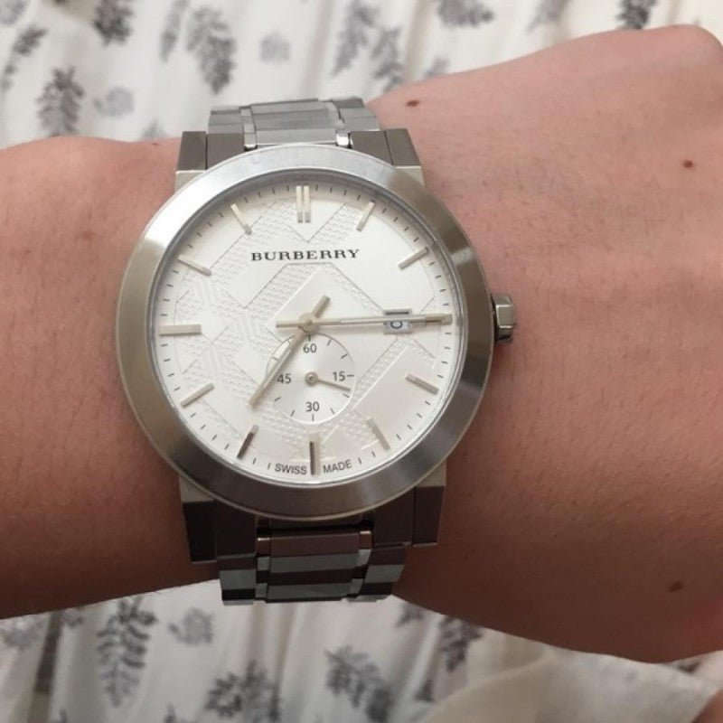 Shop Authentic Burberry The City Silver Dial Silver Steel Strap Watch for Men - BU9900 - Luxxuri