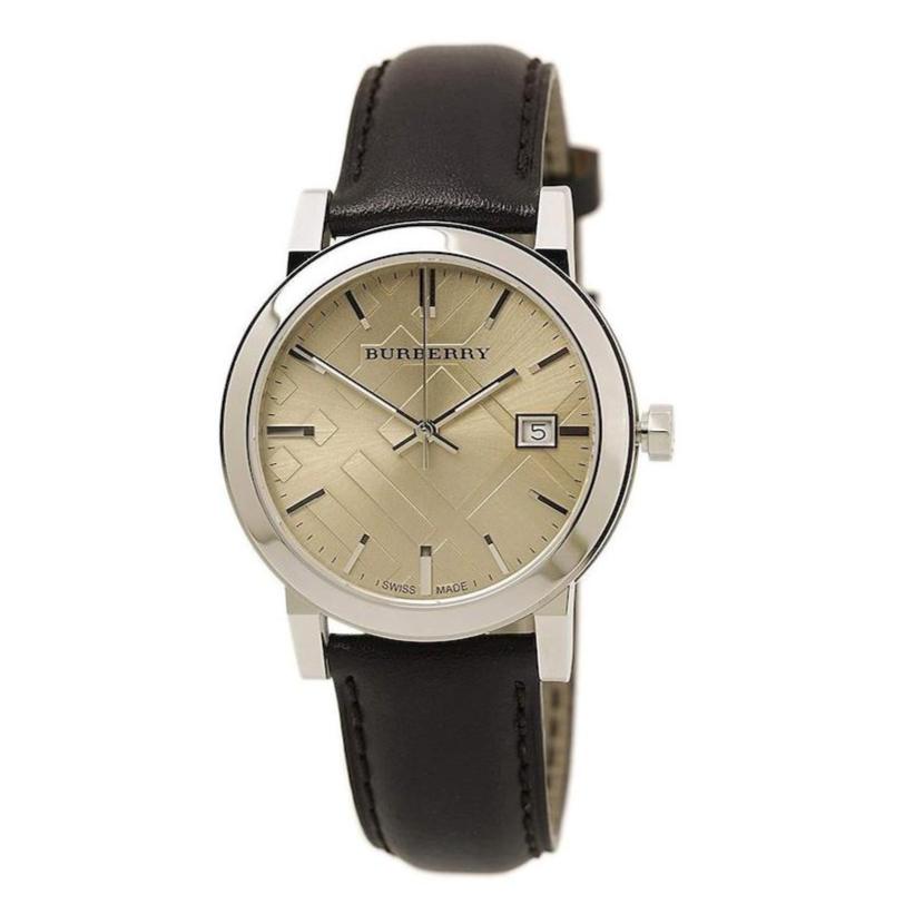 Shop Authentic Burberry The City Gold Dial Brown Leather Strap Watch for Men - BU9011 - Luxxuri